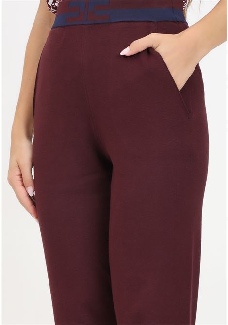 Pantalone casual bordeaux da donna con bande bicolor con logo ELISABETTA FRANCHI | KP62S46E2CN9